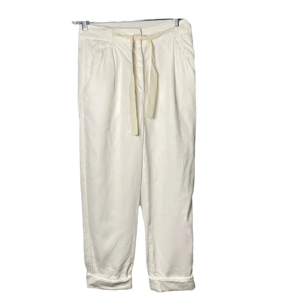Aritzia Wilfred Allant Pleated Cuffed Trousers Women’s Size 8 Ivory White